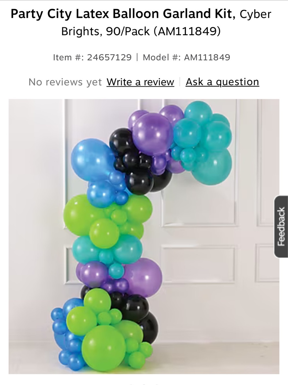 Party City Latex Balloon Garland Kit, Cyber Brights, 90/Pack (AM111849) NWT